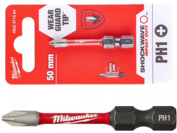 Ударная бита Milwaukee Shockwave PH1 x 50 мм для точных работ фото 1