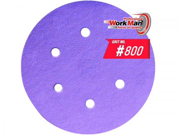 Круг на липучке 6 отверстий WorkMan Ceramic 150х6H P800 фото 1
