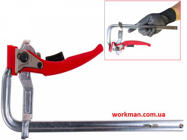 Струбцина быстрозажимная рычажная WorkMan Lever 80х200 мм фото 1