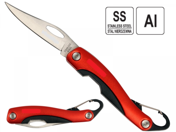 Складной нож 190 мм с карабином и лезвием 75 мм (сталь 420) фото 1