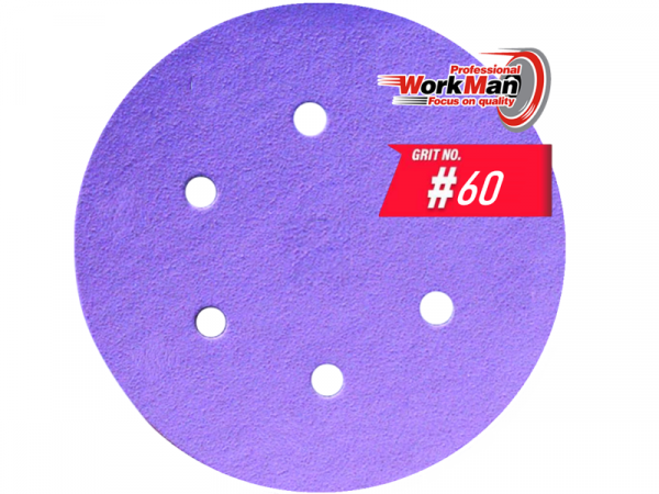 Круг на липучке 6 отверстий WorkMan Ceramic 150х6H P60 фото 1