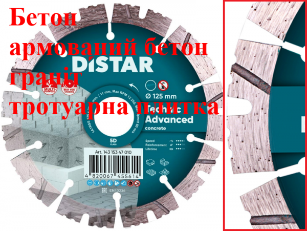 Алмазный диск по бетону с арматурой 125мм ДиСтар Technic Advanced фото 1