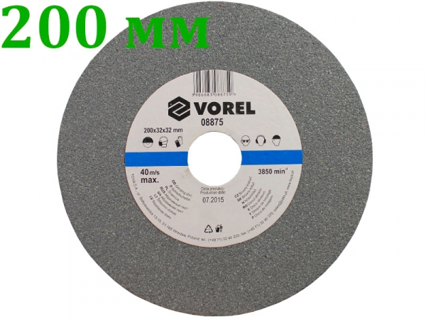 Наждачный круг на точило 200х32х30мм Vorel грубое зерно фото 1
