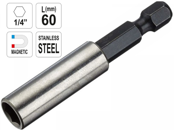 Нержавеющий держатель бит PRO SS 60 мм 1/4
