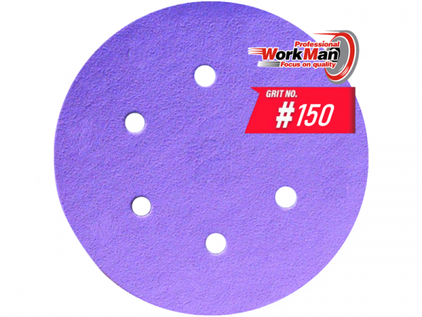 Круг на липучке 6 отверстий WorkMan Ceramic 150х6H P150 фото 1