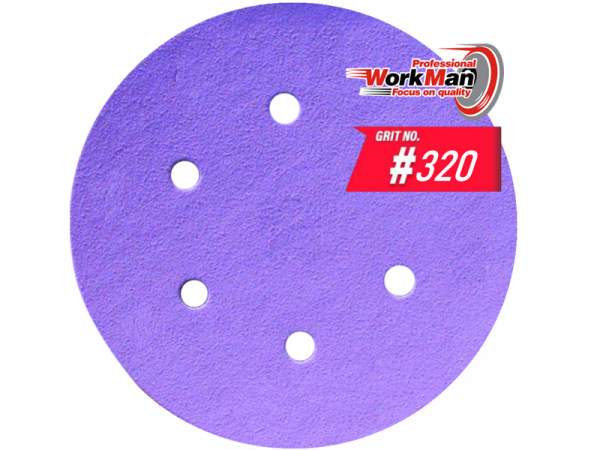 Круг на липучке 6 отверстий WorkMan Ceramic 150х6H P320 фото 1