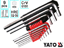 Набор шестигранных ключей Yato YT-0500 (9 штук среднего размера)