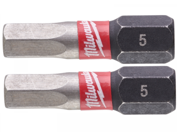 Бита ударная шестигранная Milwaukee Shockwave 25мм Hex5 (2шт) фото 1