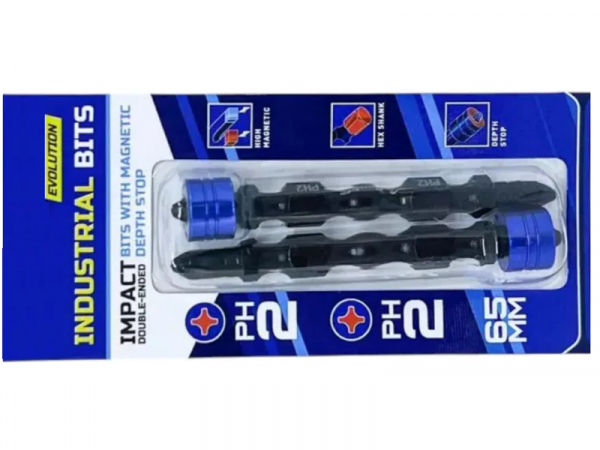 Ударные магнитные биты 2шт Impact PH2/PH2 65мм фото 1