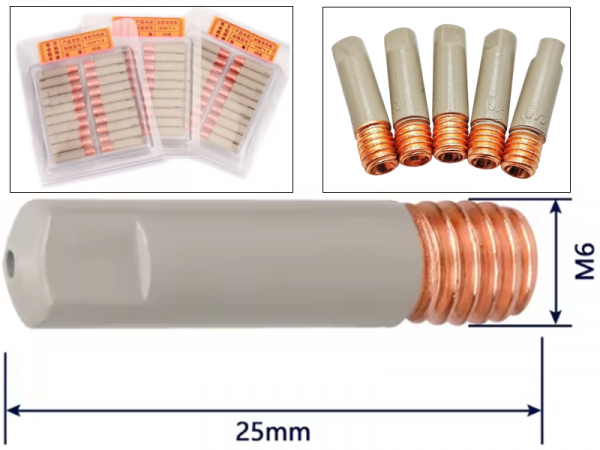 Наконечник для полуавтомата с керамическим покрытием М6 25мм 0,8мм фото 1