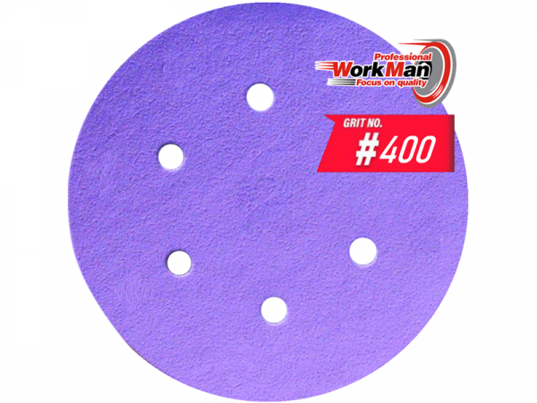 Круг на липучке 6 отверстий WorkMan Ceramic 150х6H P400 фото 1