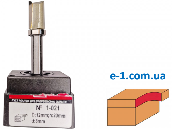 Фреза кромочная прямая 1021 D12 h20 с верхним подшипником d8 фото 1