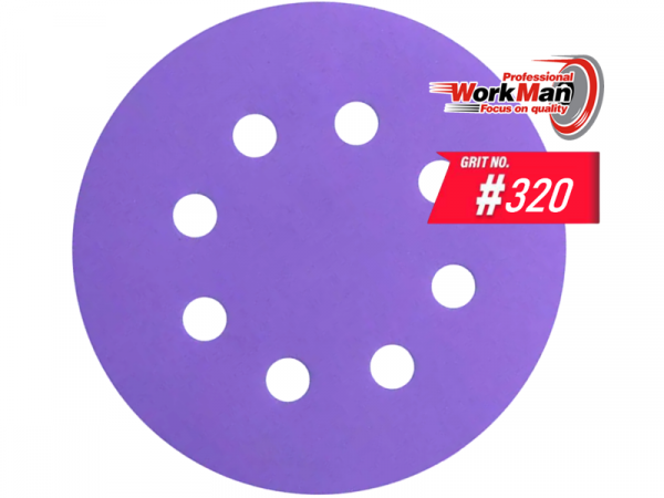 Круг на липучке 8 отверстий WorkMan Ceramic 125х8H P320 фото 1