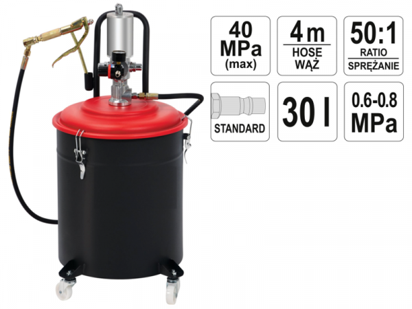 Пневматический нагнетатель смазки 30л на 4-х колесах (40 МПа) фото 1