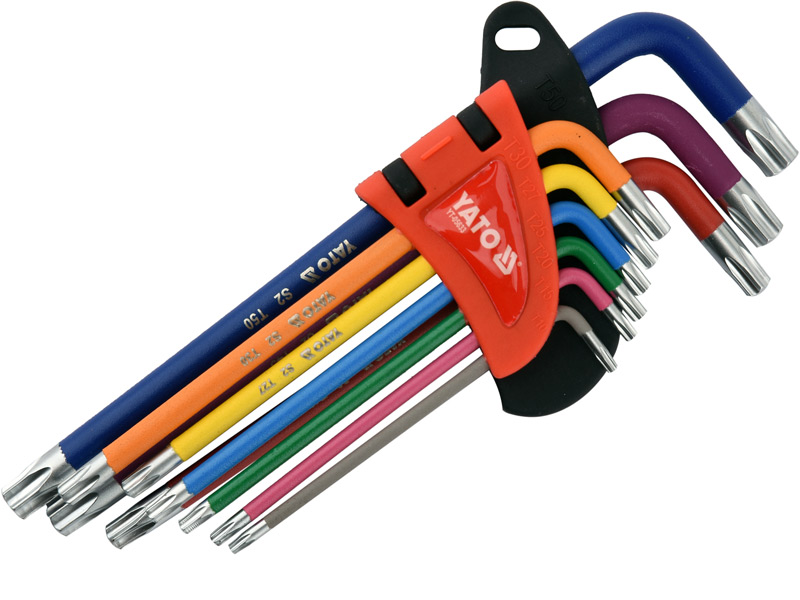 Разноцветные ключи Торксы Torx Yato Т10-Т50 9штук купить в E-1