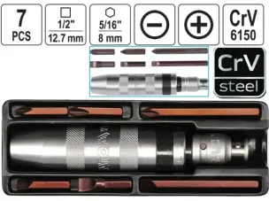 Ударная отвертка CrV 7шт 165мм