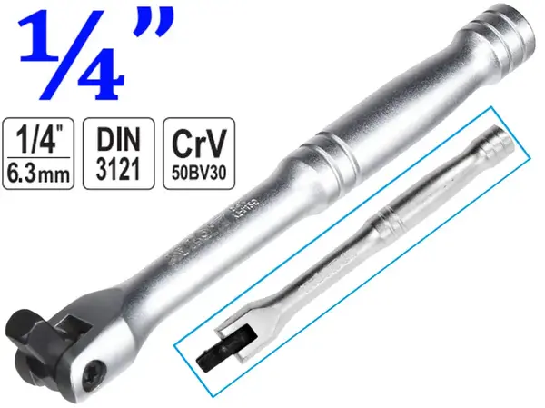 Вороток шарнирный усиленный CrV 1/4″ 140мм