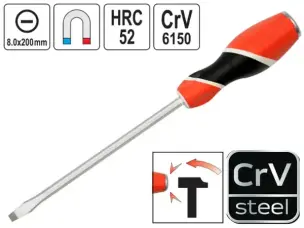 Отвертка шлицевая ударная CrV SL8х200мм