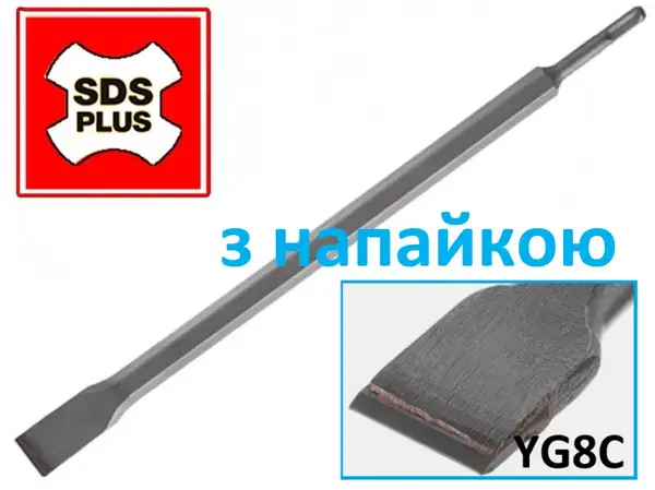 Зубило с напайкой для перфоратора SDS+ 400х25мм