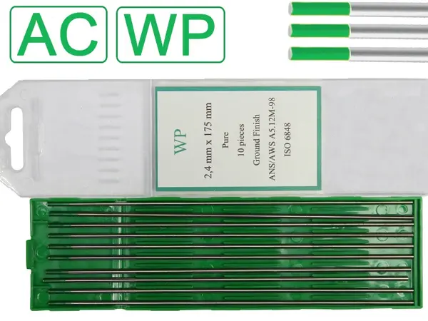 Вольфрамовый электрод WP 2,4 мм (зеленый) для алюминия AC
