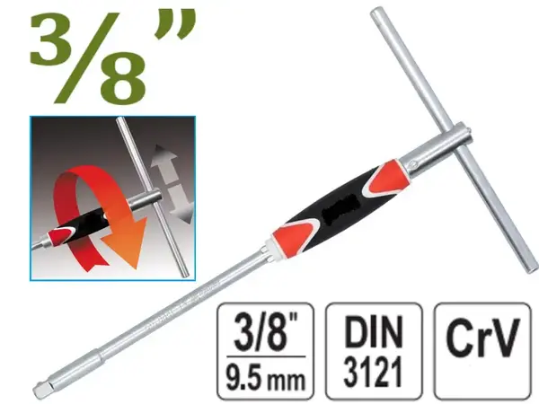 Вороток для головок Т-подібний CrV 3/8” 310мм
