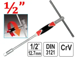 Вороток для головок Т-образный CrV 1/2″ 310мм