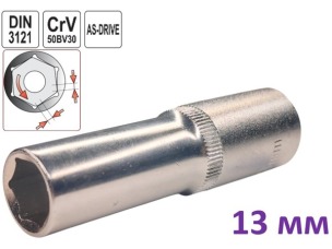 Головка торцева шестигранна глибока 13 мм, 1/2", Yato, CrV