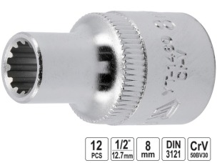 Головка торцевая 12-гранная Spline YATO 1/2" 8 мм