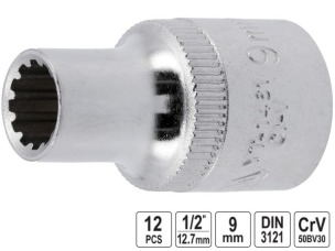 Головка торцевая 12-гранная Spline YATO 1/2" 9 мм