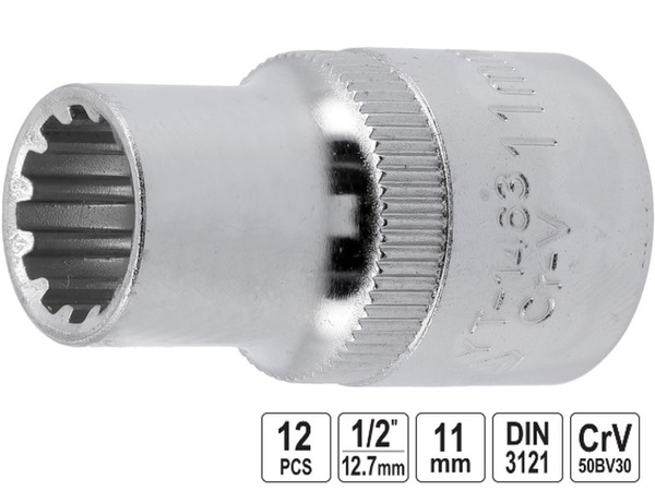 Головка торцевая 12-гранная Spline YATO 1/2" 11 мм