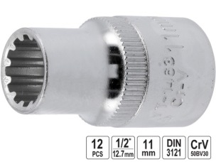 Головка торцевая 12-гранная Spline YATO 1/2" 11 мм