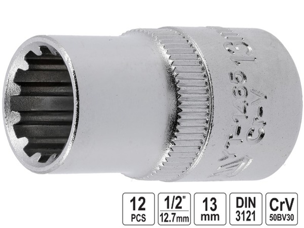Головка торцевая 12-гранная Spline YATO 1/2" 13 мм