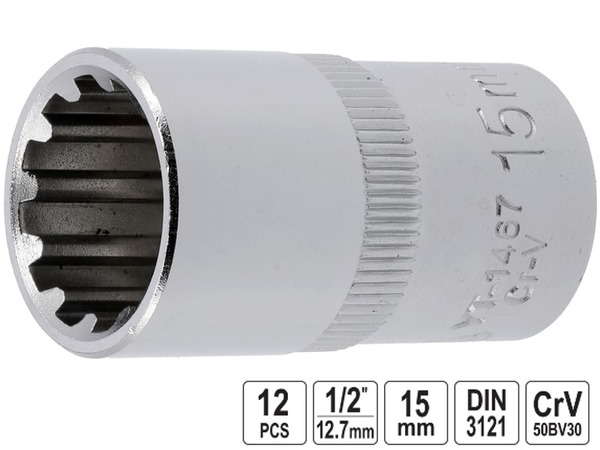 Головка торцевая 12-гранная Spline YATO 1/2" 15 мм