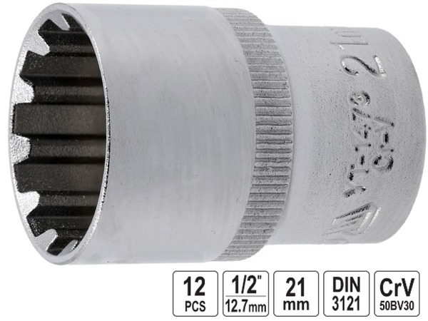Головка торцева 12-гранна Spline YATO 1/2" 21 мм