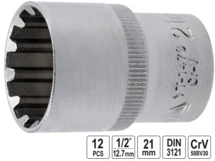 Головка торцева 12-гранна Spline YATO 1/2" 21 мм