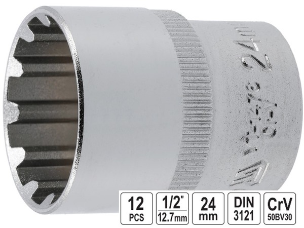 Головка торцевая 12-гранная Spline YATO 1/2" 24 мм