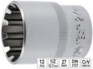 Головка торцевая 12-гранная Spline YATO 1/2" 27 мм
