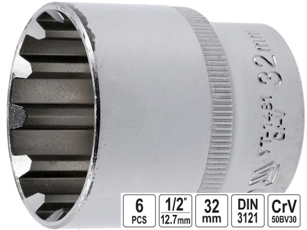 Головка торцева 12-гранна Spline YATO 1/2" 32 мм