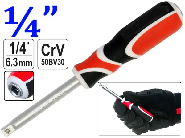 Отвертка-вороток CrV 1/4" 150 мм двухкомпонентная