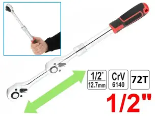 Ключ трещотка телескопический 330-440мм CrV 1/2″