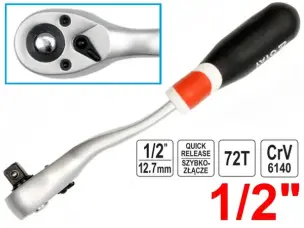 Ключ тріскачка вигнутий Yato 255мм CrV 1/2″
