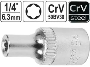 Головка звездочка Torx E4 6-гранная, Yato, CrV
