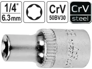 Головка звездочка Torx E6 6-гранная, Yato, CrV