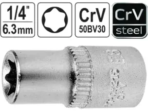 Головка звездочка Torx E8 6-гранная, Yato, CrV