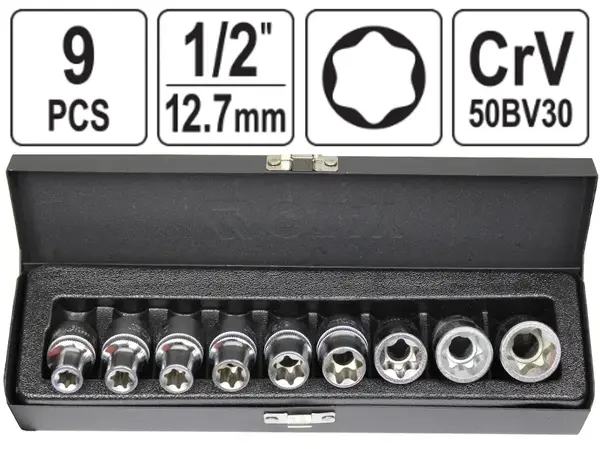 Набір головок E-профіль 1/2" E10-E24 (9 предметів)