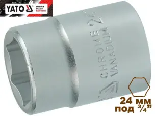 Головка торцевая шестигранная 24 мм, 3/4", Yato, CrV