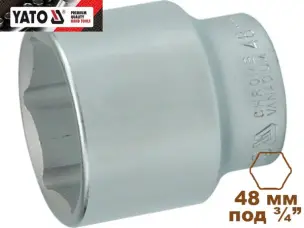 Головка торцевая шестигранная 48 мм, 3/4", Yato, CrV