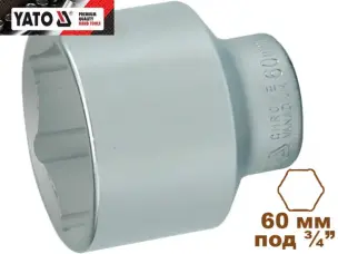 Головка торцева шестигранна 60 мм, 3/4", Yato, CrV