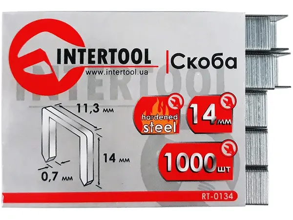 Скоба для будівельного степлера Intertool 14 мм гартована