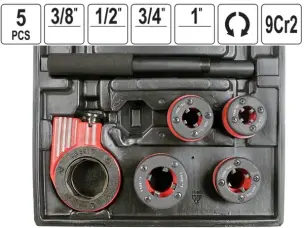 Набор клуппов с трещоткой 9Cr2 3/8″-1″